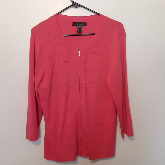 Cable & Gauge Sweater Zip Up Womens Size Large Pink - Picture 1 of 6